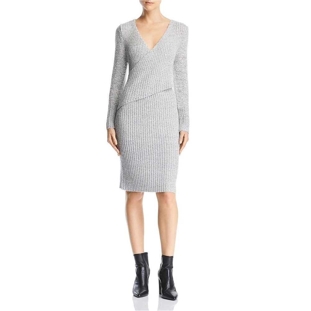 C/MEO Collective Evolution sz XS Crossover Sweater Dress Gray Knit Off Shoulder
